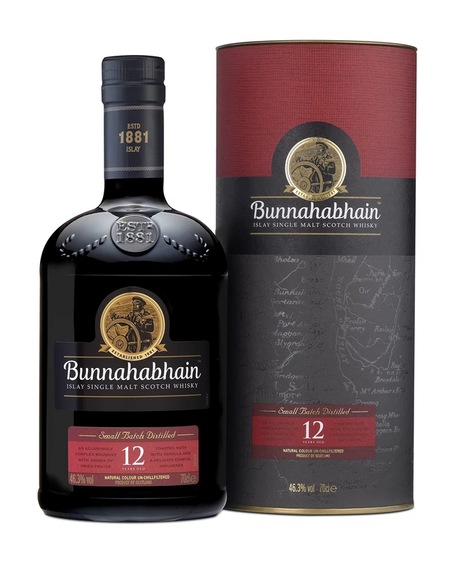 Bunnahabhain 12 Year Old Islay Single Malt Scotch Whisky, 70cl | 46.3% ABV | Nutty, Sweet, Unpeated Islay Whisky | Islay Single Malt Whisky