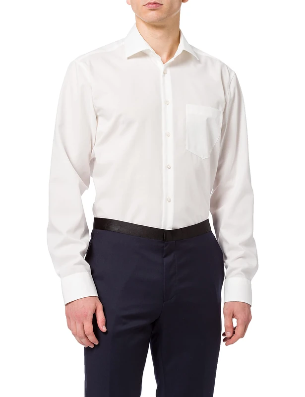 Seidensticker men's business shirt - regular fit - non-iron - Kent collar - long sleeves - turn-up cuffs - 100% cotton