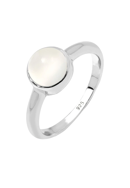 Elli Women's 925 Sterling Silver Moonstone Basic Stacking Ring, Size P