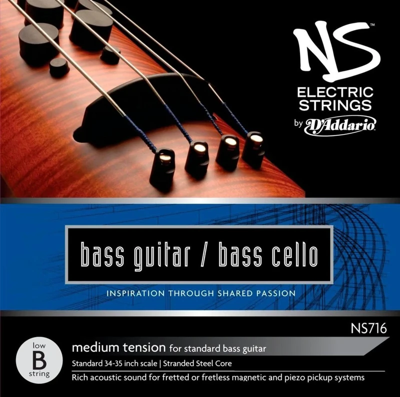 D'Addario NS Electric 4/4 Scale Medium Tension Single Low B String for Bass/Cello