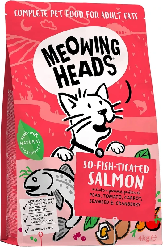 Meowing Heads Complete Dry Cat Food 4kg - So-fish-ticated Salmon - Vet Approved