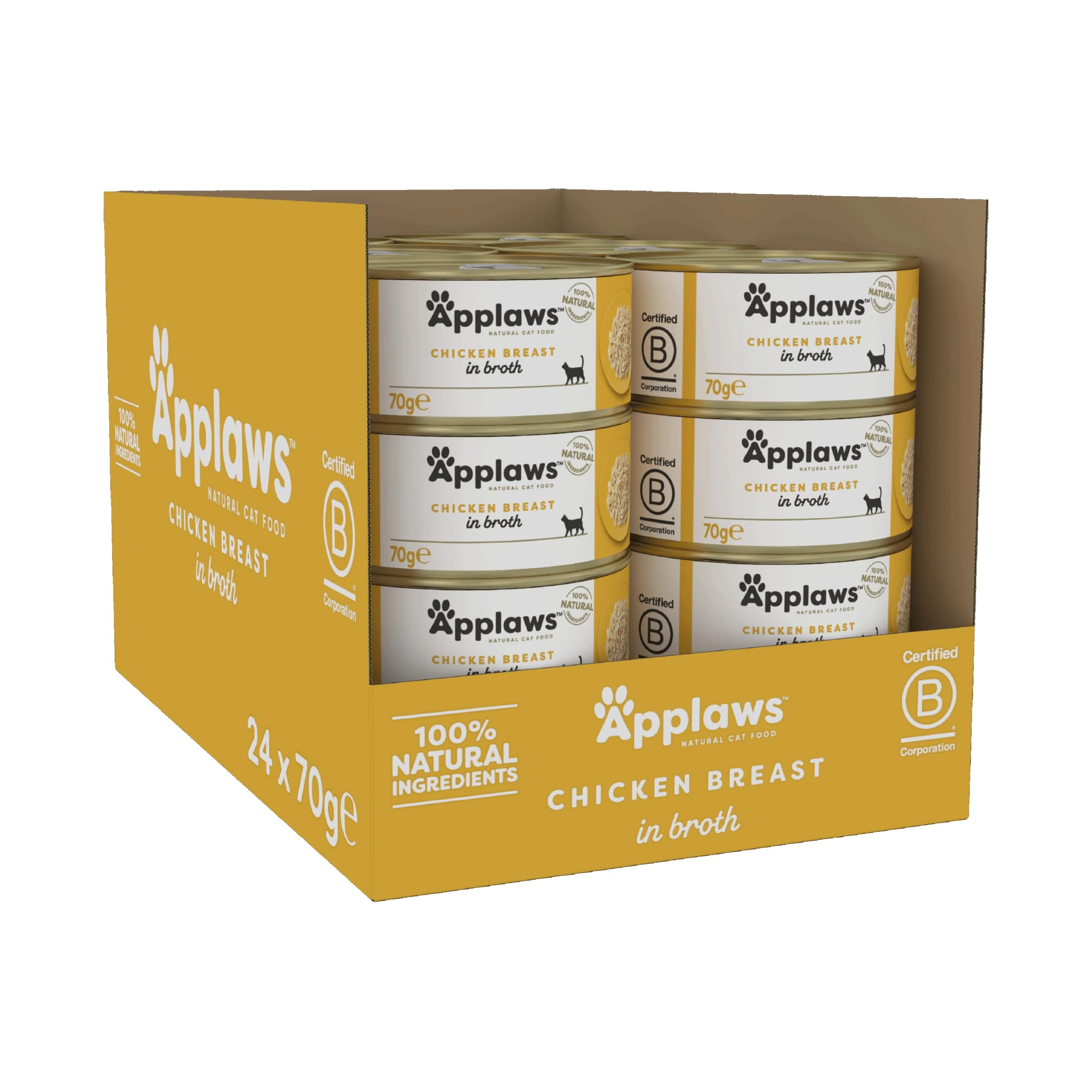 Applaws 100% Natural Wet Cat Food, Chicken Breast in Broth 70 g Tin, 24 x 70 g Tins