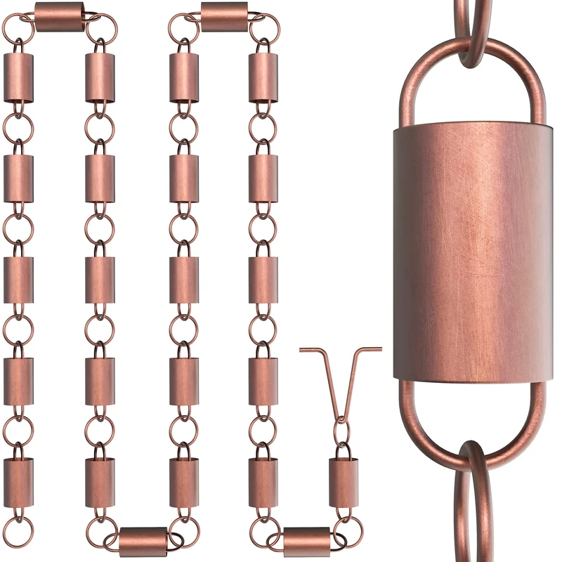 Rain Chains Direct Channel Link, 8.5 Feet Length, 100% Copper, Functional and Decorative Replacement for Gutter Downspouts