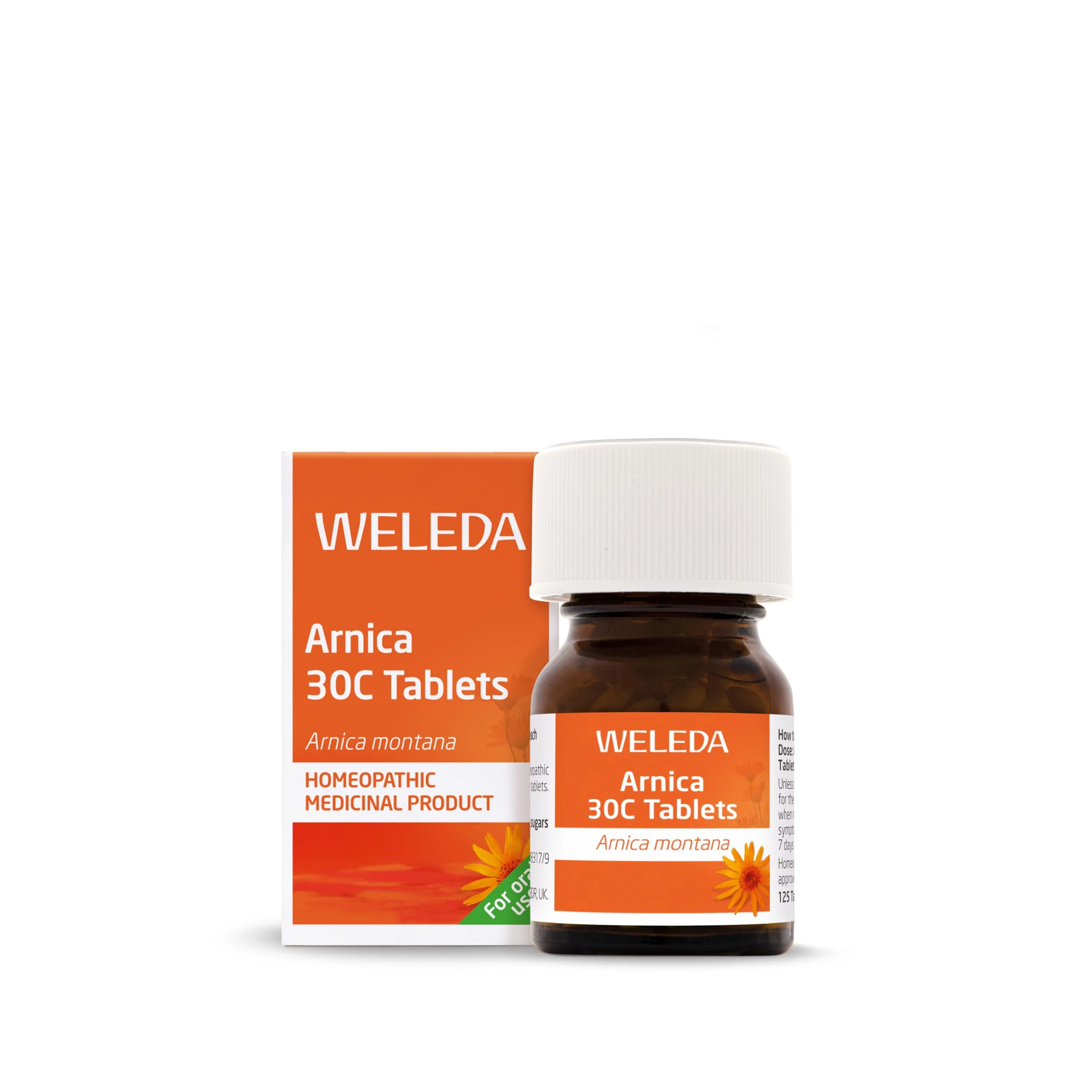 Weleda Arnica 30C Tablets, Organic Arnica Montana, Licensed Homeopathic Medicinal Product, Remedy for Men & Women, Grown Biodynamically, Vegetarian, 125 tabs