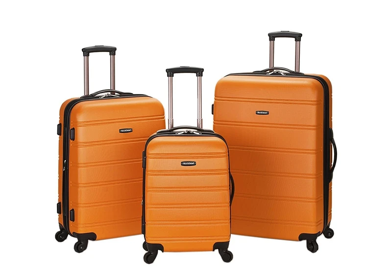 Rockland Melbourne Hardside Expandable Spinner Wheel Luggage, Orange, 3 Piece (20"/24"/28"), Melbourne Hardside Expandable Spinner Wheel Luggage