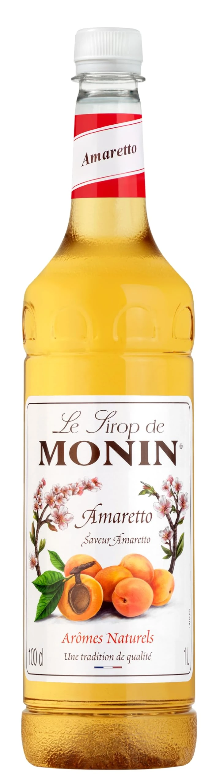 MONIN Premium Amaretto Syrup 1L for Coffee and Cocktails. Vegan-Friendly, Allergen-Free, 100% Natural Flavours and Colourings. Sugar Syrup