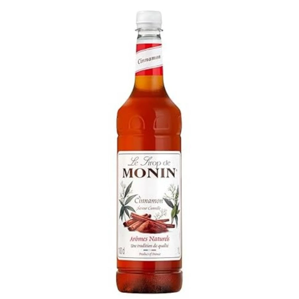 MONIN Premium Cinnamon Syrup 1L for Coffee and Cocktails. Vegan-Friendly, Allergen-Free, 100% Natural Flavours and Colourings