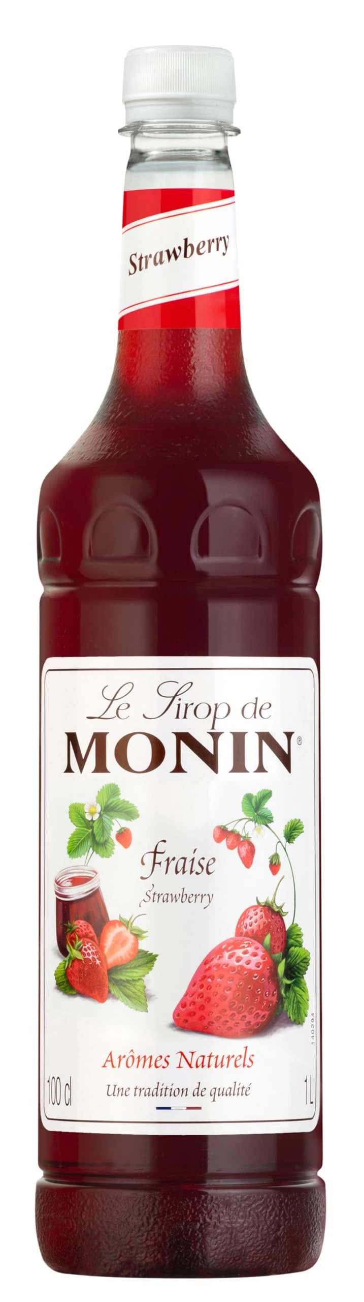 MONIN Premium Strawberry Syrup 1L for Cocktails and Mocktails. Vegan-Friendly, Allergen-Free, 100% Natural Flavours and Colourings
