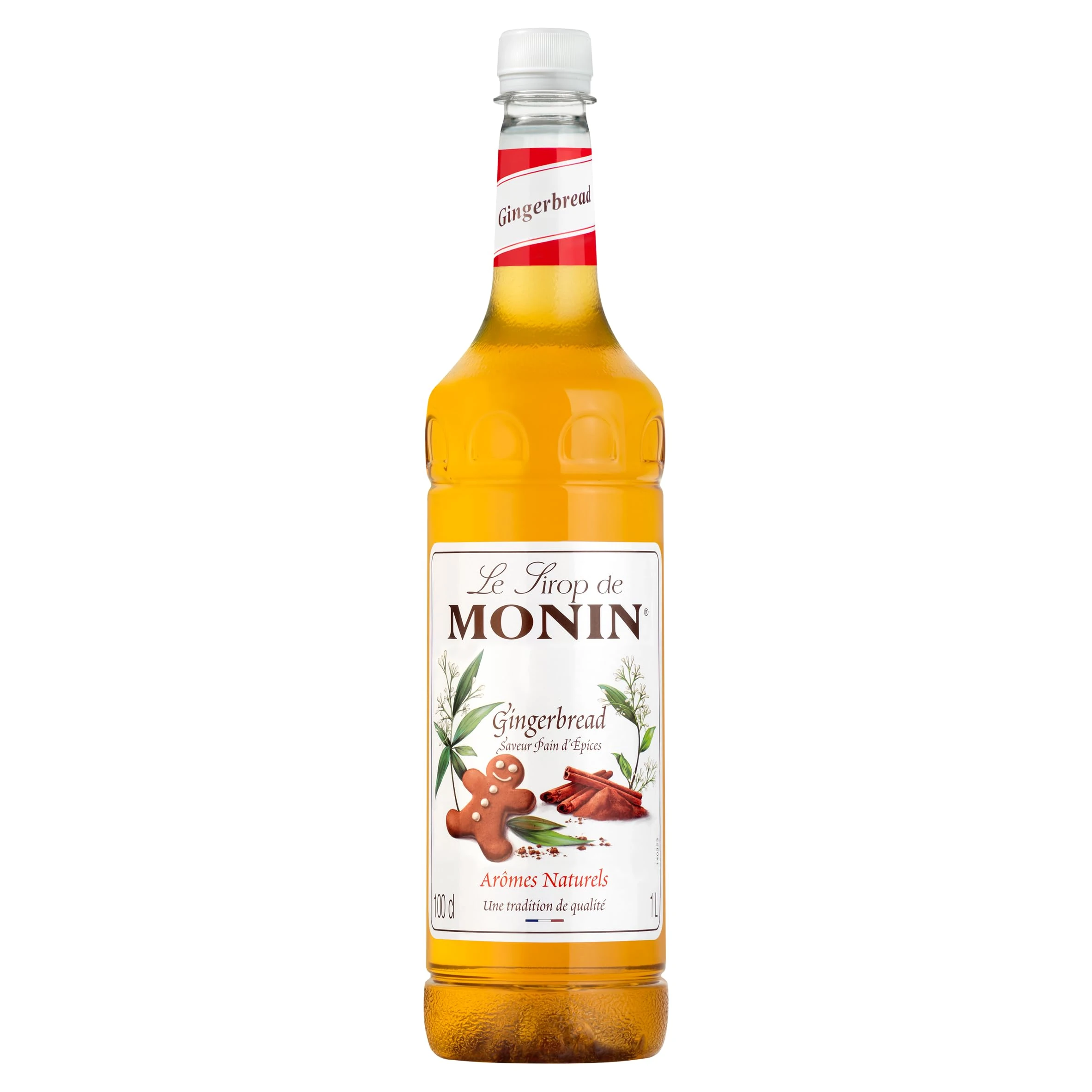 MONIN Premium Gingerbread Syrup 1L for Coffee and Cocktails. Vegan-Friendly, Allergen-Free, 100% Natural Flavours and Colourings