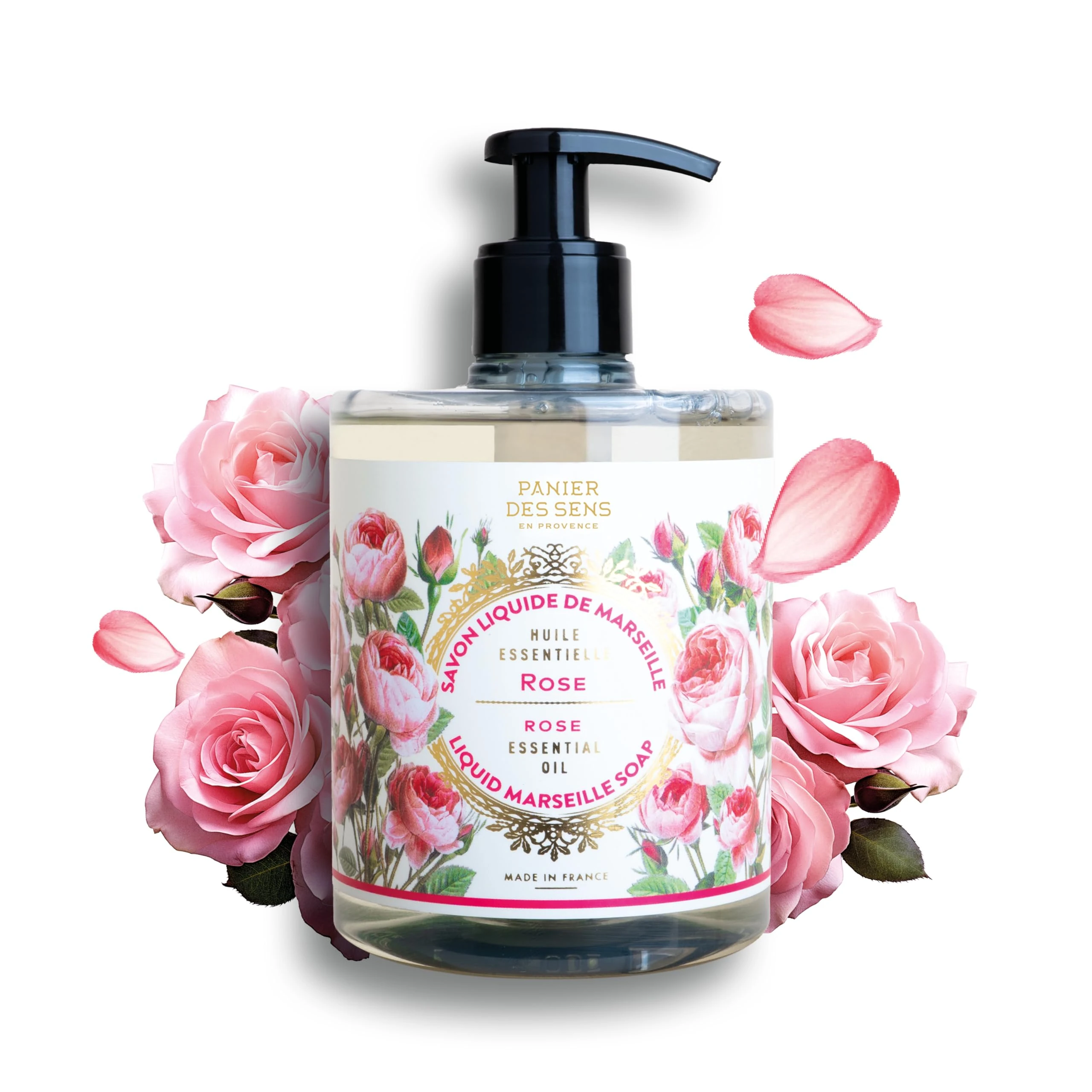 Panier des Sens – Liquid Hand Soap- Rose Soothing Hand Wash- Savon de Marseille Made in France - Organic Hand Wash 97% Natural Ingredients - Vegan Soap 500ml