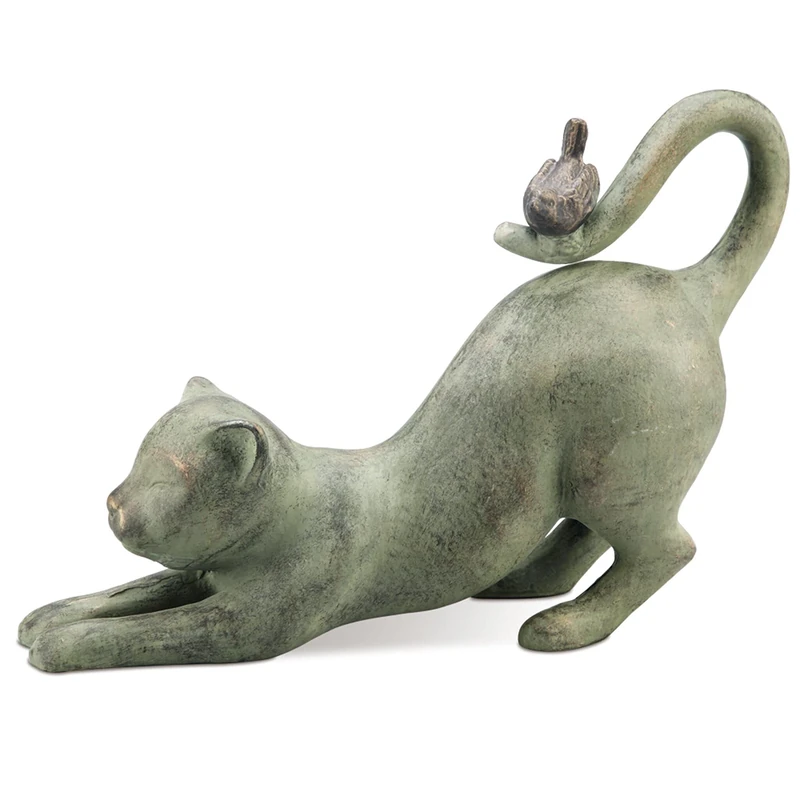 SPI Home Crouching Cat with Bird