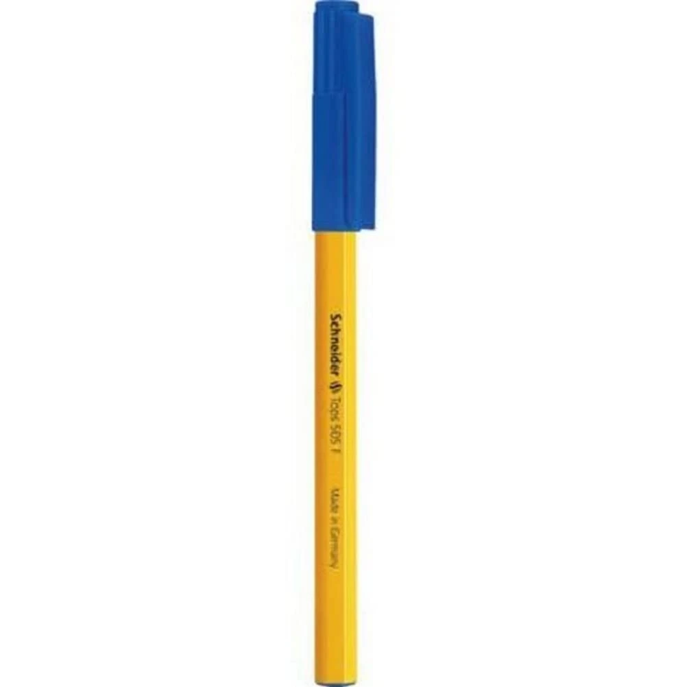 Schneider Tops 505 Schreibgeräte Ballpoint Pen, with Cap, F, Blue Barrel, Colour: Yellow