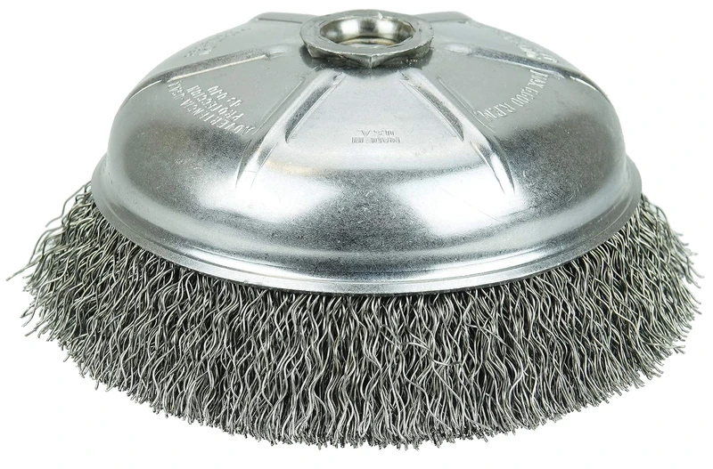 Weiler 14076 6" Crimped Wire Cup Brush, 020" Steel Fill, 5/8"-11 UNC Nut, Made in the USA