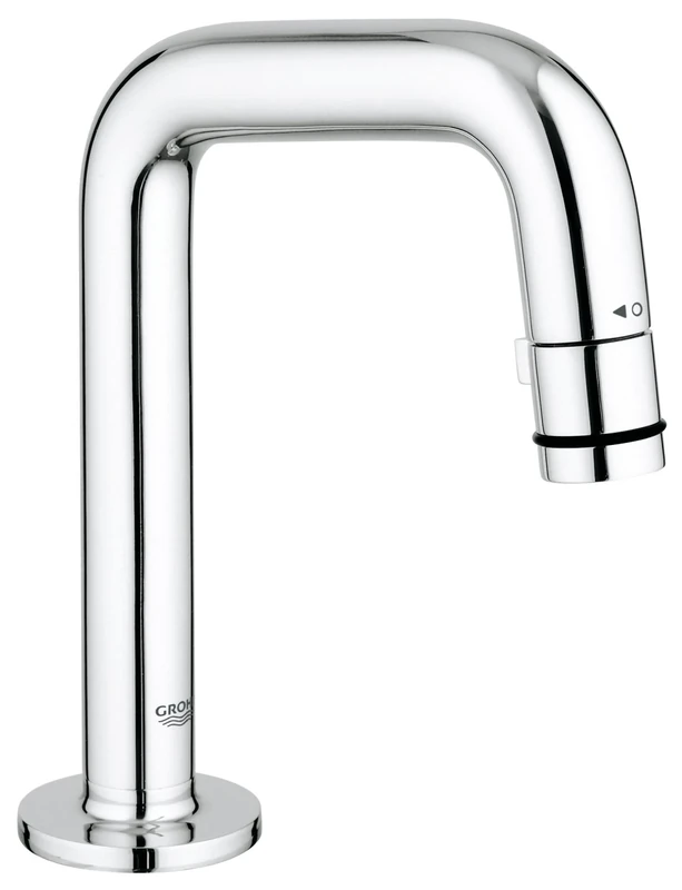 GROHE 20202000 Universal Washbasin Pillar Tap, Chrome, 7 Degree Outlet, 11.4 cm Spout Reach, 360 Swivel, Deck Mount, Centerset Installation, Tap Valve