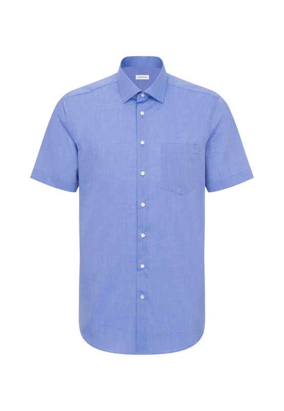 Seidensticker Men's Business Shirt - Regular fit - Non-Iron - Kent Collar - Short Sleeves - 100% Cotton
