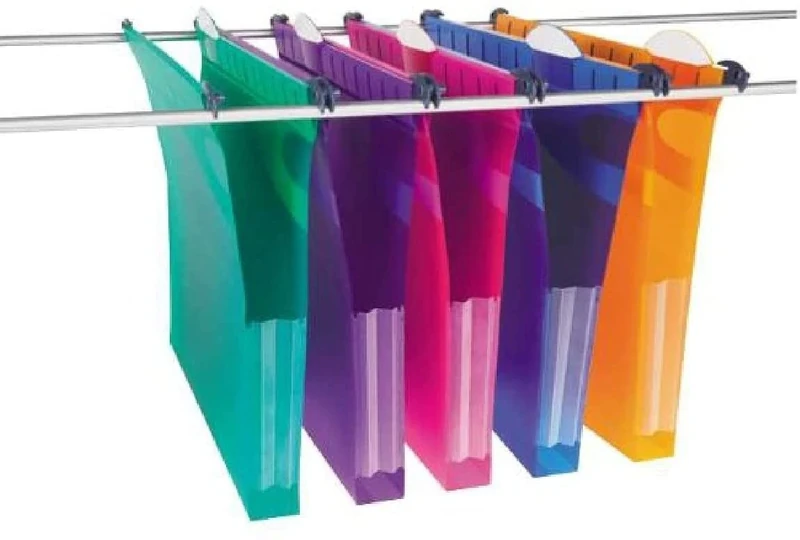 Rexel Heavy Duty Suspension Files with Tabs and Inserts for Filing Cabinets, 30 mm base, 310 mm x 240 mm, Polypropylene, Assorted Colours, Multifile Extra Secura, Pack of 10, 2102573