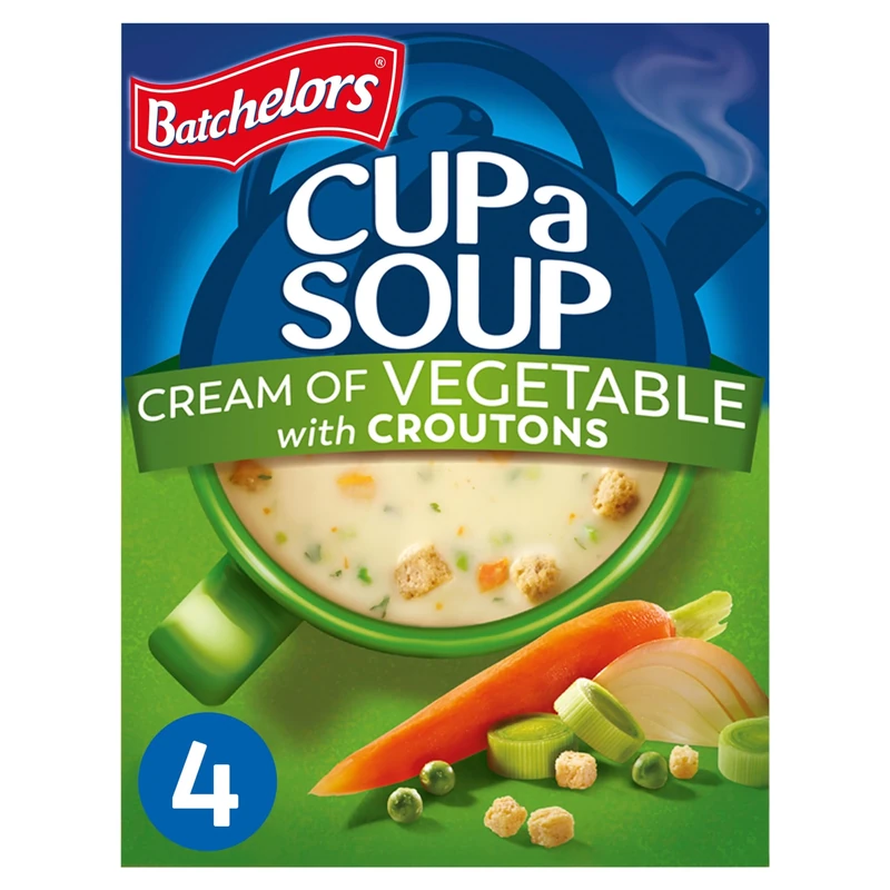 Batchelors Cup a Soup Cream of Vegetable with Croutons Instant Soup, 4 Sachets Per 122 g (Pack of 1)
