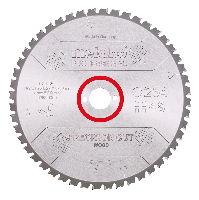 Metabo 628221000 48 WZ 5 Degree Circular Saw-Blade, Green, 254 x 30 mm