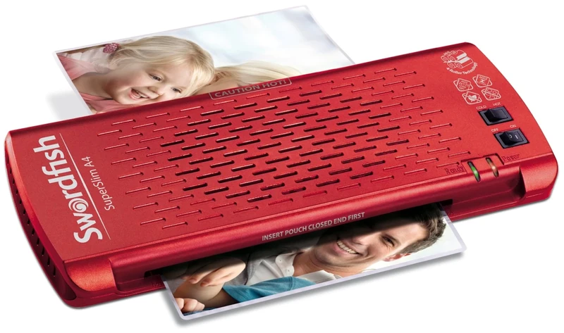 Swordfish Super Slim A4 Paper/Document Laminator with 4 Rollers - Red Ref: 40186