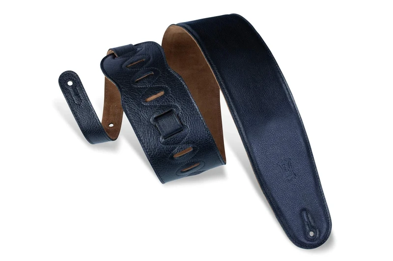 Levy's Leathers 3.5" Extra Long and Padded Garment Leather Guitar Strap with Genuine Suede Backing; Adjustable from 36" - 64" | Black (M4GF-XL-BLK)