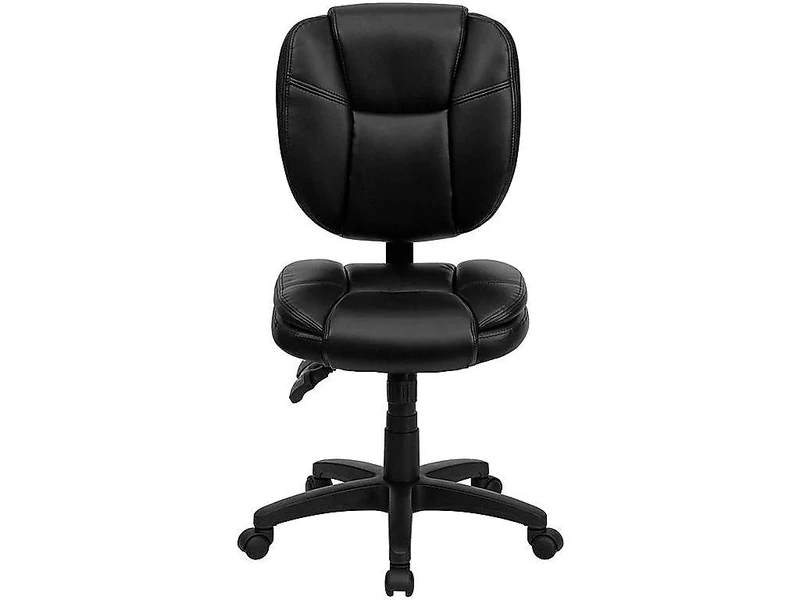 Flash Furniture Caroline Mid-Back Black LeatherSoft Multifunction Swivel Ergonomic Task Office Chair with Pillow Top Cushioning