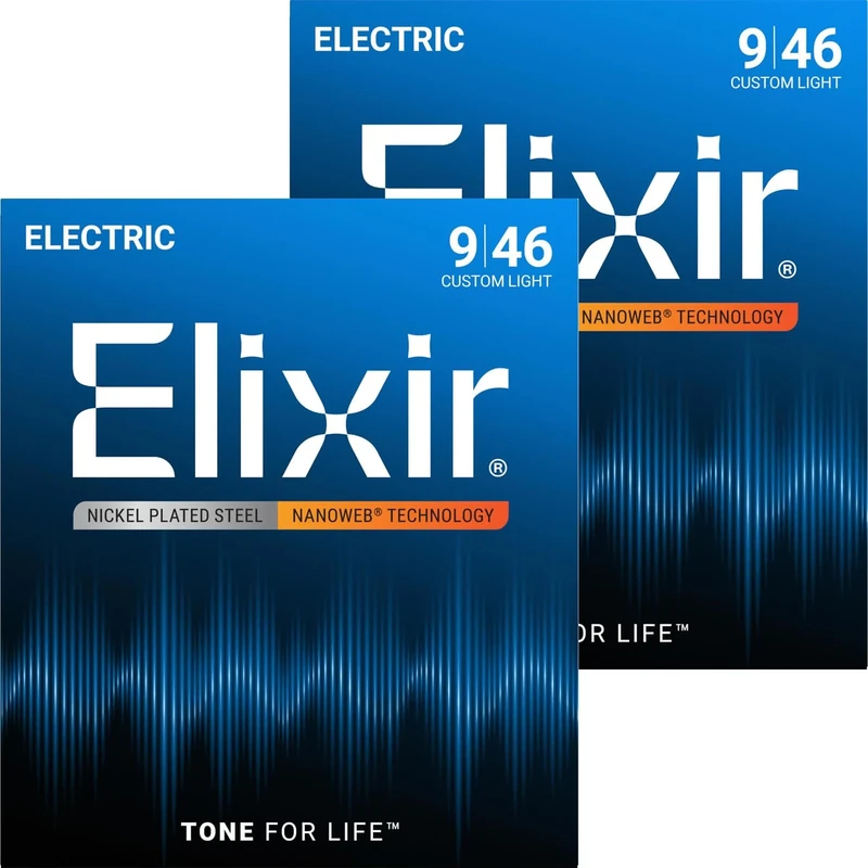 Elixir Custom Light Nanoweb Electric Guitar Strings 2-Pack (Standard)
