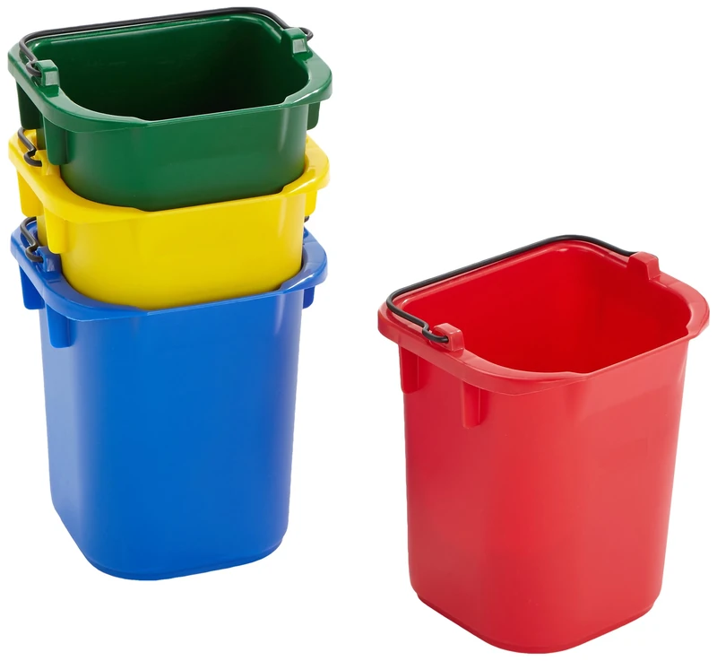 Rubbermaid Commercial Products FG9T83010000, 5qt Disinfectant Pail - Red/Yellow/Blue/Green