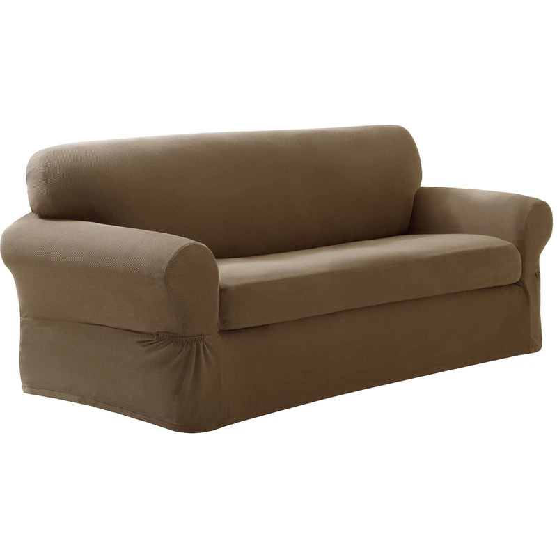 MAYTEX Pixel Ultra Soft Stretch Slipcover, 2-Piece Sofa, Sand