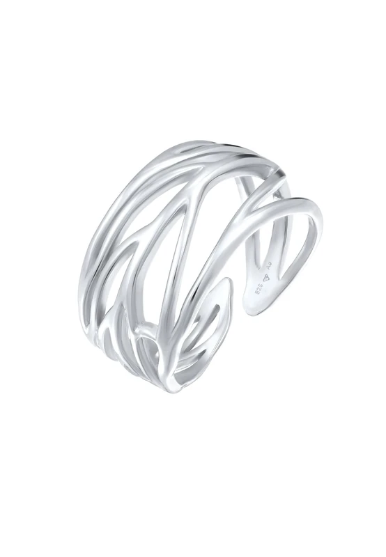 Elli Women's 925 Sterling Silver Genuine Jewellery Wrapped Nature Leaf Adjustable Ring, Sizes M N P Q
