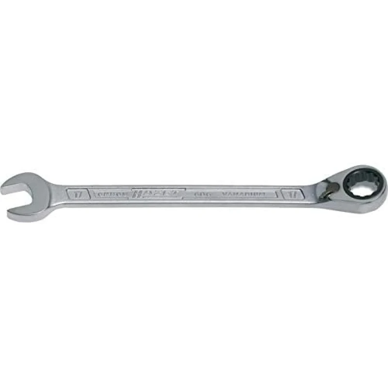 HAZET 606-32 425.8 mm 12-Point Traction Profile Ratcheting Combination Wrench - Chrome-Plated