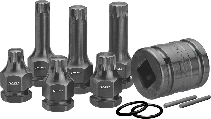 HAZET 990S/11 24 mm Internal Serration Profile XZN Impact Screwdriver Socket Set - Phosphatised/Oiled