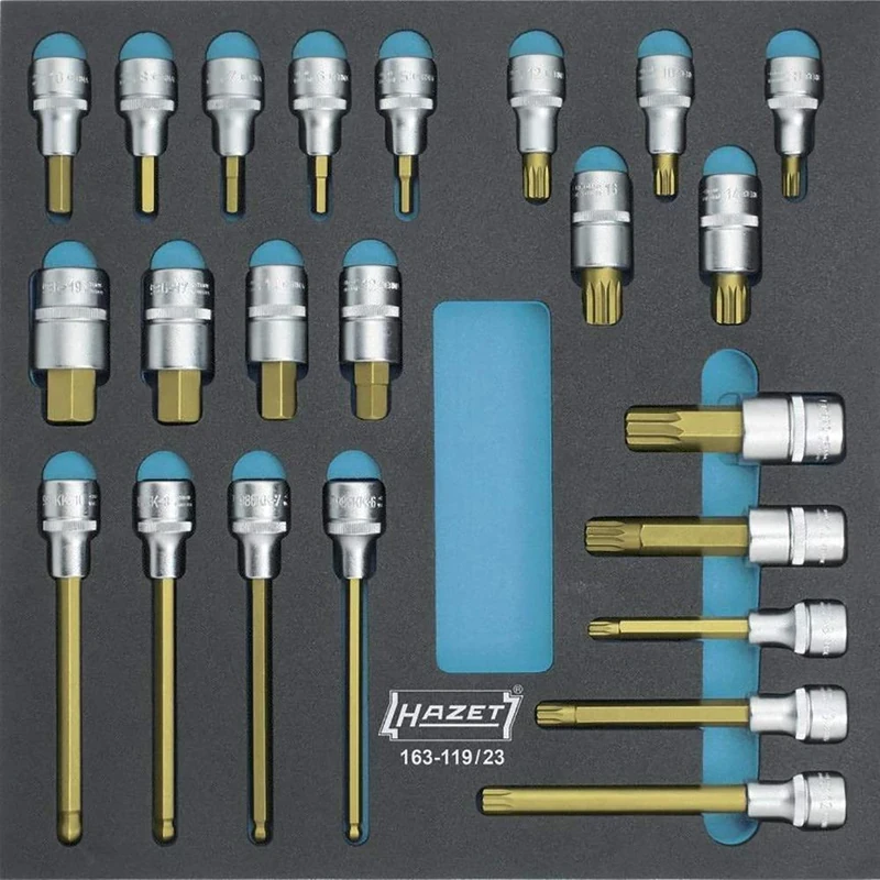 HAZET 163-119/23 Internal Serration Profile XZN Screwdriver Socket Set - CVD-Tin Coated