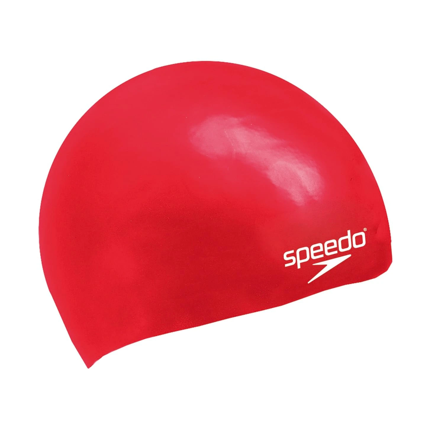 Speedo Unisex-Youth Junior Plain Moulded Silicone Swimming Cap | Swim Essentials | Hair Protection, Red, One Size