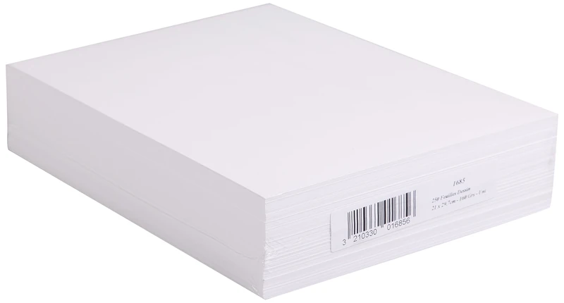 Clairefontaine - Ref 1685C - White Drawing Sketch Paper (Pack of 250 Sheets) - A4 (21 x 29.7cm) - 160gsm Paper, pH Neutral, Acid Free, Suitable for Sketching & Drawing - Image 1