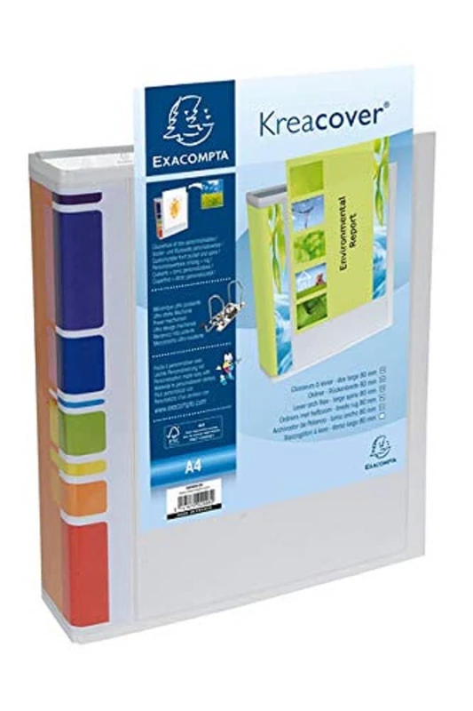 Exacompta - Ref. 200802H - 10 Kreacover customizable lever arch files - 70mm spine - rolled edge binder - 2 outside pockets - dimensions 320x280 mm for A4 file format