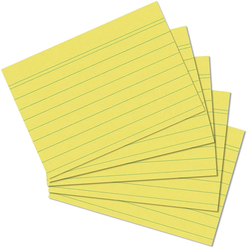 Exacompta - Ref 10820SE - Bristol Lined Record Cards (Pack of 100) - A7 in Size, 205gsm Card, Compatible with Printers - Suitable for Exam Revision & Notes - Yellow