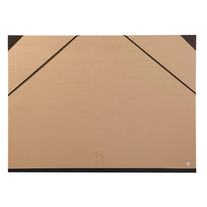 Clairefontaine - Ref 44600C - Kraft Art Folder - 67 x 94cm Size, Elastic Straps Closure, White Paper Lining, Acid Free - Suitable for Transporting Artwork - Brown