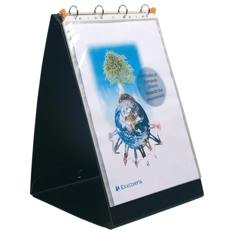 Exacompta - Ref 56134E - Exactive - Exashow Presentation Ring Binder - Suitable for Holding A3 Documents, Portrait Orientation, 30mm Spine, 4 x O-rings - Black - Image 1