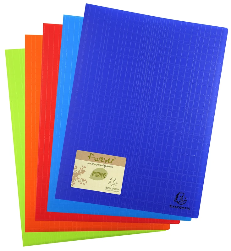 Exacompta - Ref 884570E - Forever Collection - Recycled Rigid PP Display Book - 240 x 320mm in Size, Suitable for A4 Documents, 40 Pockets, 80 Viewing Pages - Assorted Colours (Pack of 12)