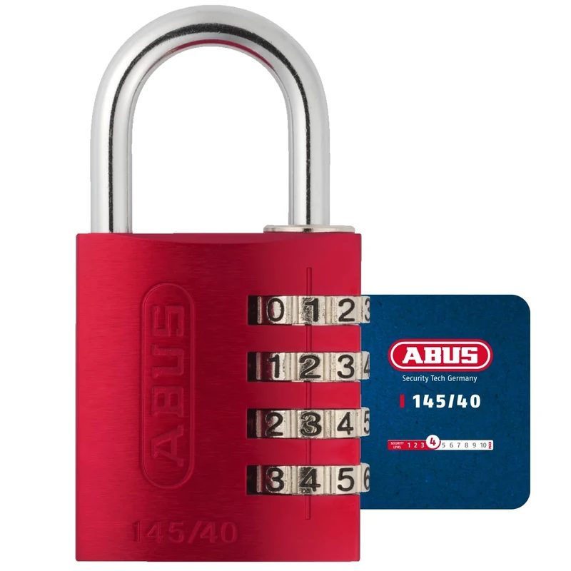 ABUS Combination lock 145/40 red - suitcase lock, locker lock, etc. - aluminum padlock - individually adjustable number code - ABUS -Safety level 4