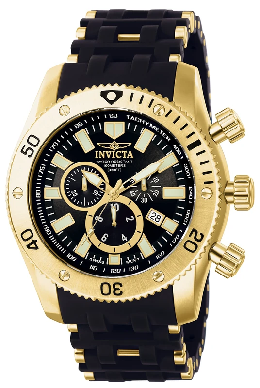 Invicta Sea Spider 0140 Men's Watch - Waterproof - Analogue - Quartz Movement - stainless steel with black dial - 50mm