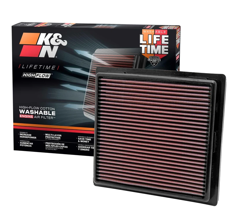 K&N Engine Air Filter: High Performance, Premium, Washable, Panel Filter: 2010-2019 (Grand Cherokee, Durango), 33-2457