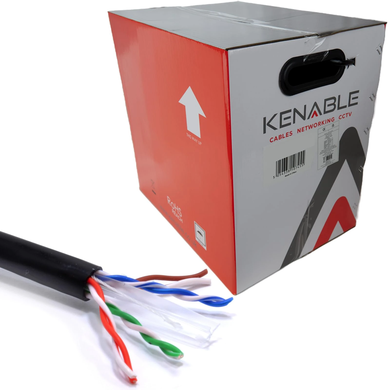 kenable External CAT6 Outdoor Use Full 23AWG OFC Solid COPPER Ethernet Network Cable Reel UTP 305m Black (PE jacket : waterproof and UV resistant)