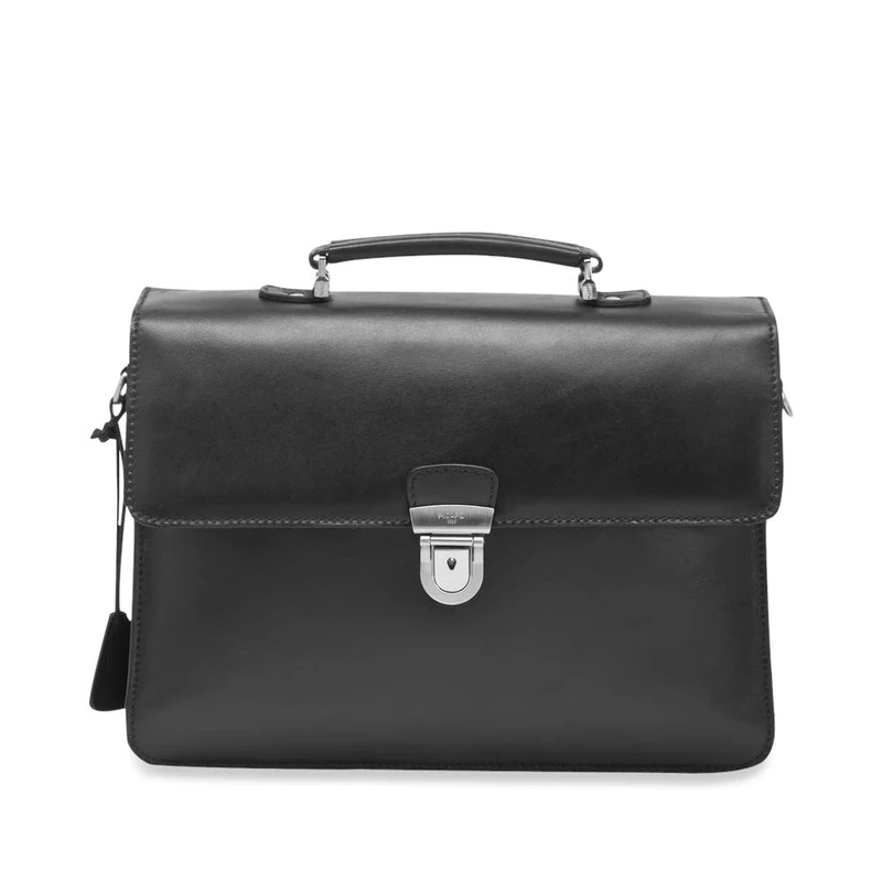 Picard Toscana Men's Leather Briefcase with Buckle Business, Black, Standard Size, Briefcase