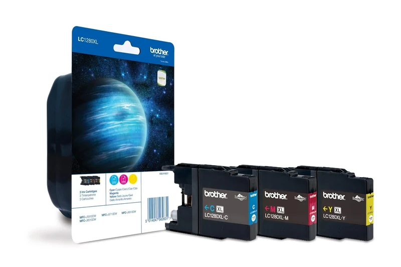 Brother LC-1280XLC/LC-1280XLM/LC-1280XLY Inkjet Cartridge, Cyan/Magenta/Yellow, Multi-Pack, Super High Yield, Includes 3 x Inkjet Cartridges, Brother Genuine Supplies