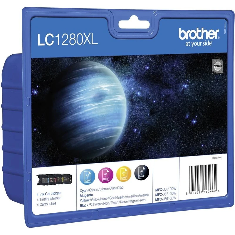 Brother LC-1280XLBK/LC-1280XLC/LC-1280XLM/LC-1280XLY Inkjet Cartridge, Black/Cyan/Magenta/Yellow, Multi-Pack, Super High Yield, Includes 4 x Inkjet Cartridges, Brother Genuine Supplies