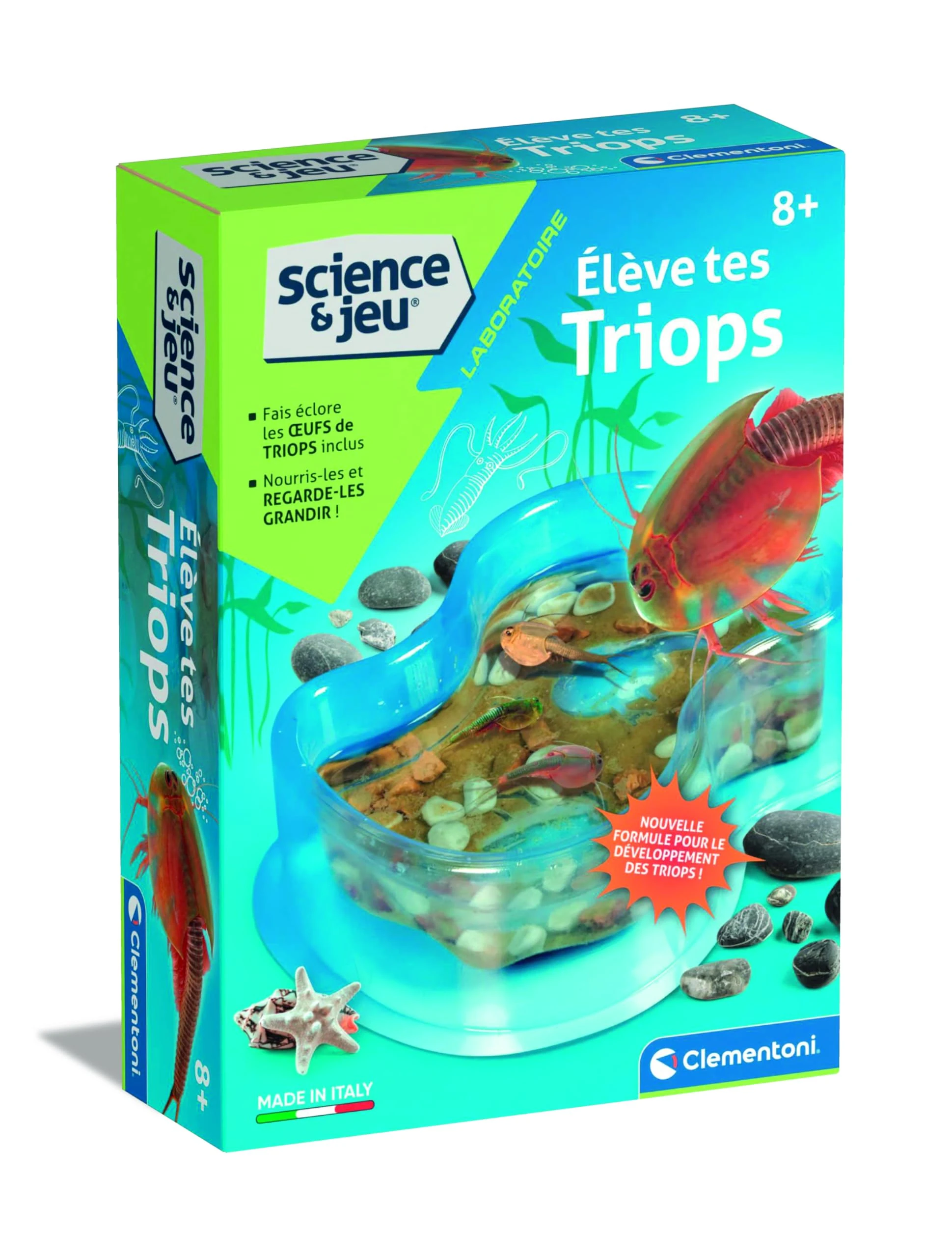 Clementoni | Science & Play – Raise Your Triops for Children 8+ | Complete Kit: Aquarium, Sand, Eggs, Food, Additive | Prehistoric Shellfish to Burn | Fun Scientific Activity