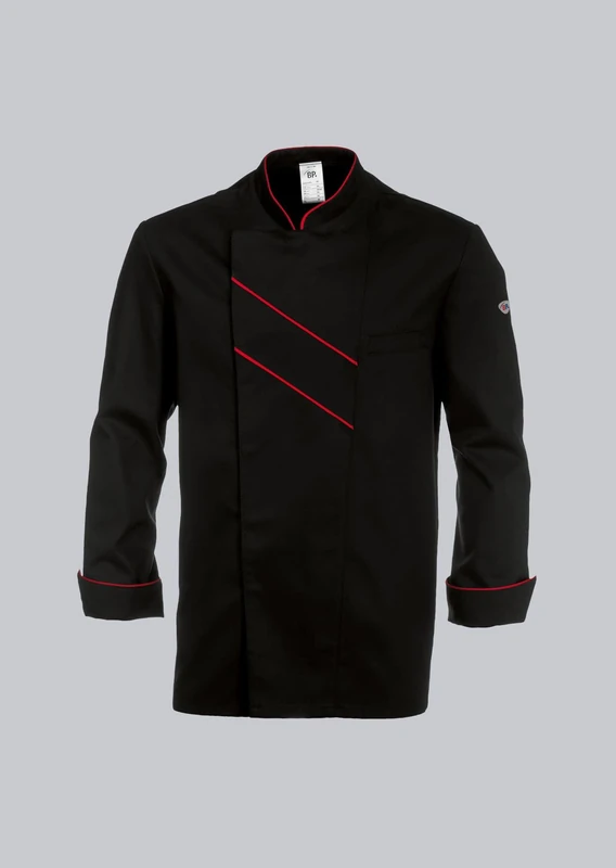 BP 1538-400-3281-48, Chef's jacket, Long sleeve with cuffs 215,00 g/m², fabric blend black/red, 38
