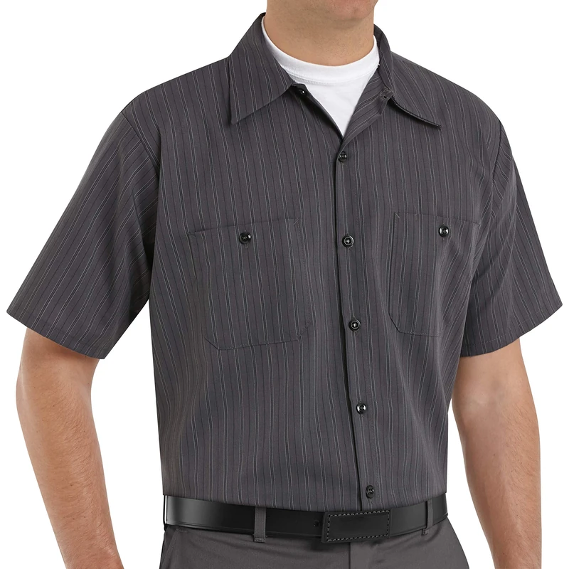 Red Kap Men's Industrial Stripe Work Shirt - Multi - Large
