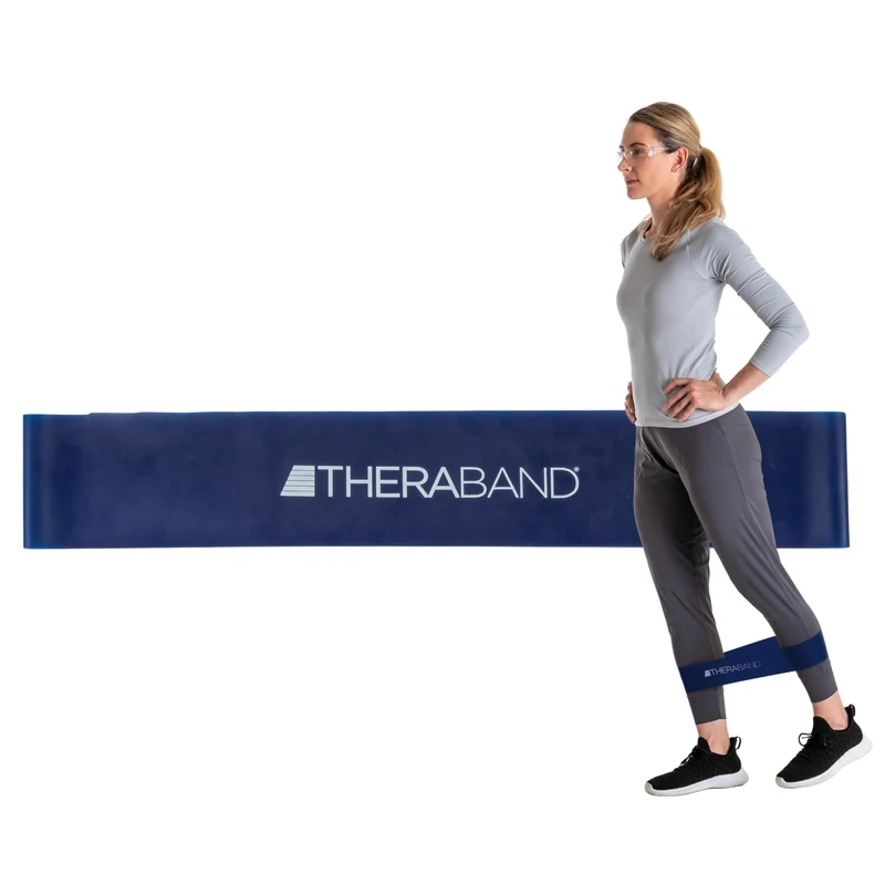 THERABAND Resistance Band Loop, Professional Latex Band for Pilates, Crossfit, Yoga, Stretching, Physical Therapy, Strength Training without Weights, 45.5cm, Blue, Extra Heavy, Advanced Level 1, 10 Pack